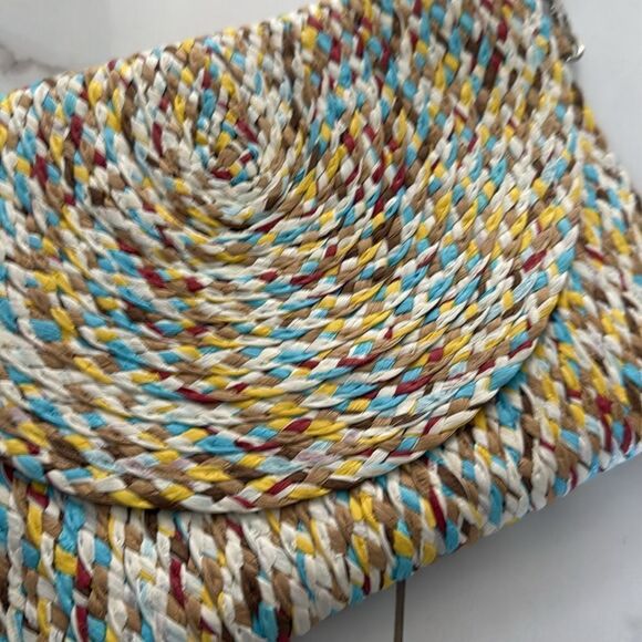 Straw Weave Envelope Clutch with Brown Leather Adjustable Strap - BRAND NEW - Picture 2 of 6